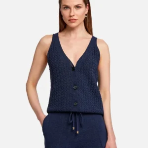 Braid Detailed Sleeveless Flow Top